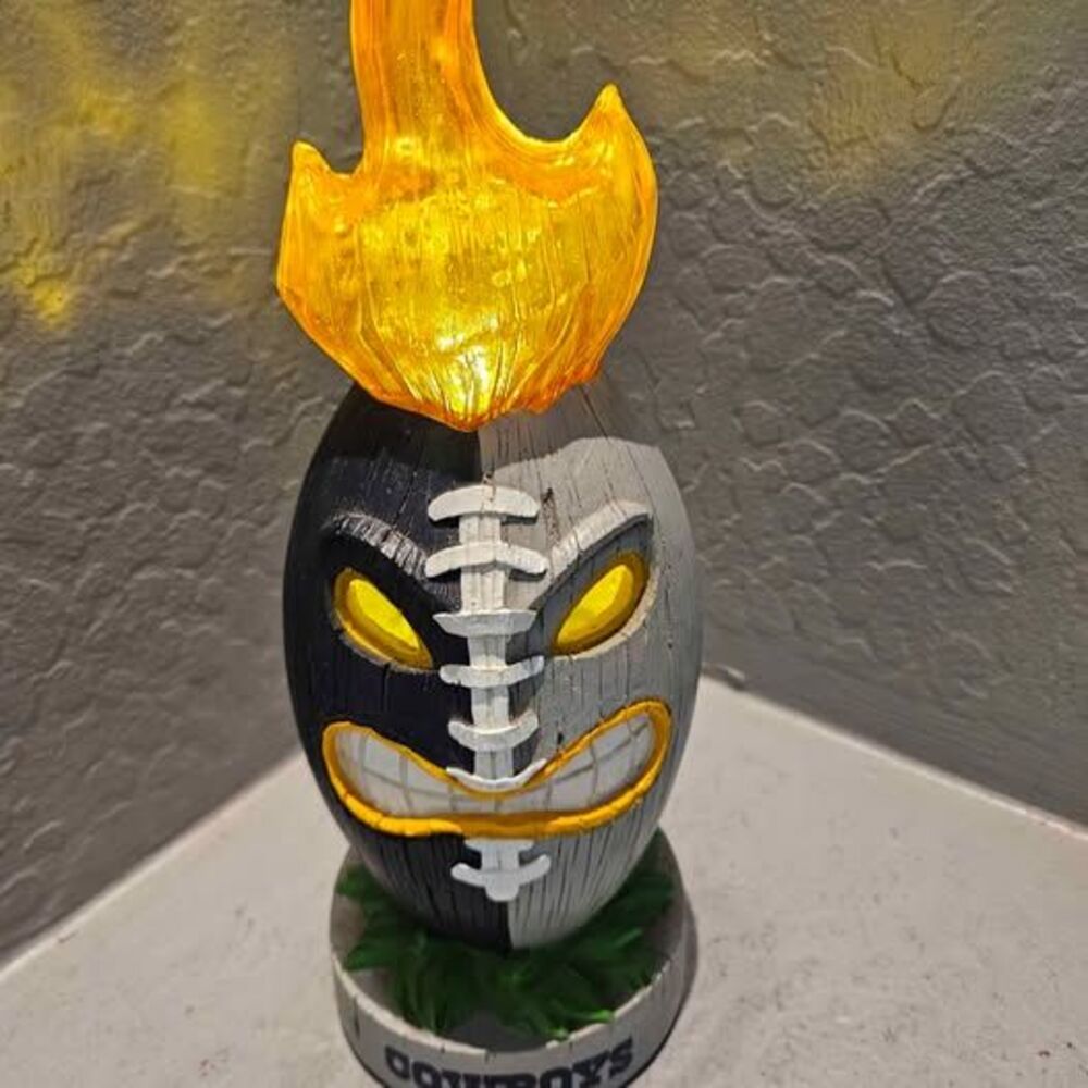 Dallas Cowboys Tiki Football Light Up Lamp battery operated.  Missing wall plug